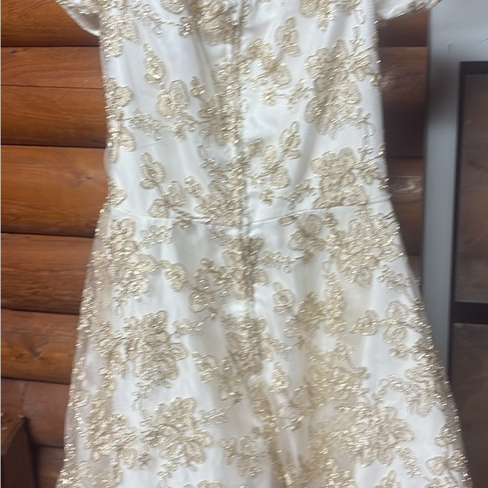 B Darlin Juniors Dress with Gold Floral Embroidery Elegant